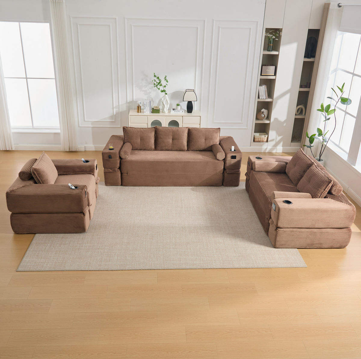 SOFA mit Schlaffunktion 122 x 98 x 80 cm Cord Braun - Dunkelbraun, Kunststoff (98/80/122cm) - Meubliv