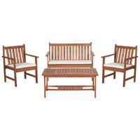 LOUNGE SET 4-Sitzer Akazienholz hellbraun Auflagen weiß Altidona - Creme, Holz - Beliani
