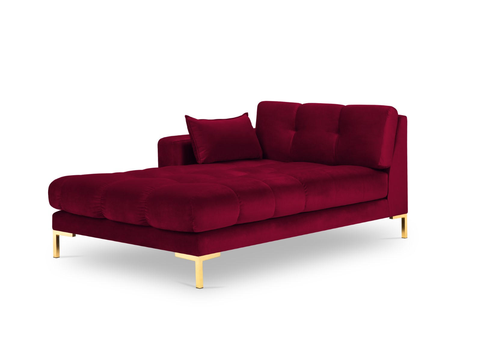 CHAISELONGUE links Mamaia aus Samt rot - Rot, Textil (102/75/185cm) - Micadoni