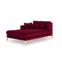 CHAISELONGUE links Mamaia aus Samt rot - Rot, Textil (102/75/185cm) - Micadoni
