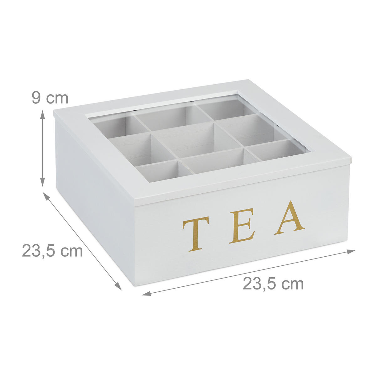 TEEBOX - Weiß, Holz/Kunststoff (23.5/9/23.5cm) - Relaxdays