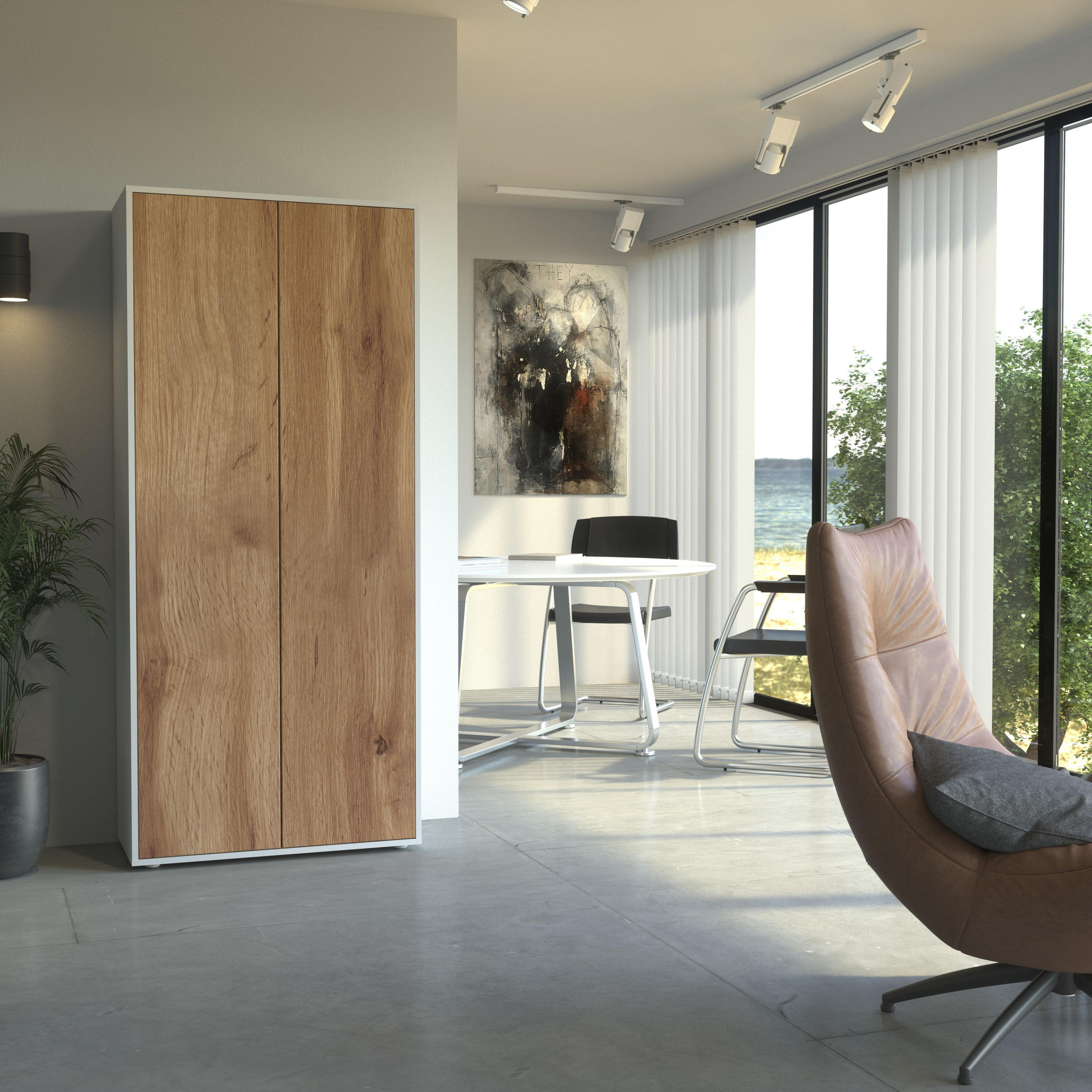 AKTENSCHRANK Amira T00 Eiche Wotan 180/80/40 cm - Eiche Wotan, Holzwerkstoff (80/180/40cm) - SIMPLYFURN
