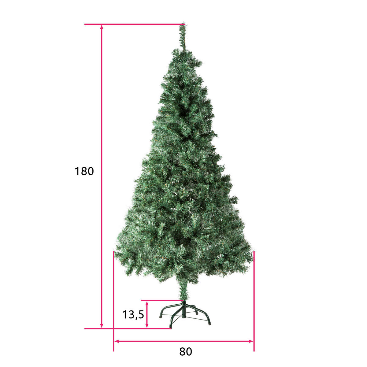 WEIHNACHTSBAUM ,inklusive Metallständer mit Kunststoffkappen,grün - Grün, Kunststoff (180cm) - tectake