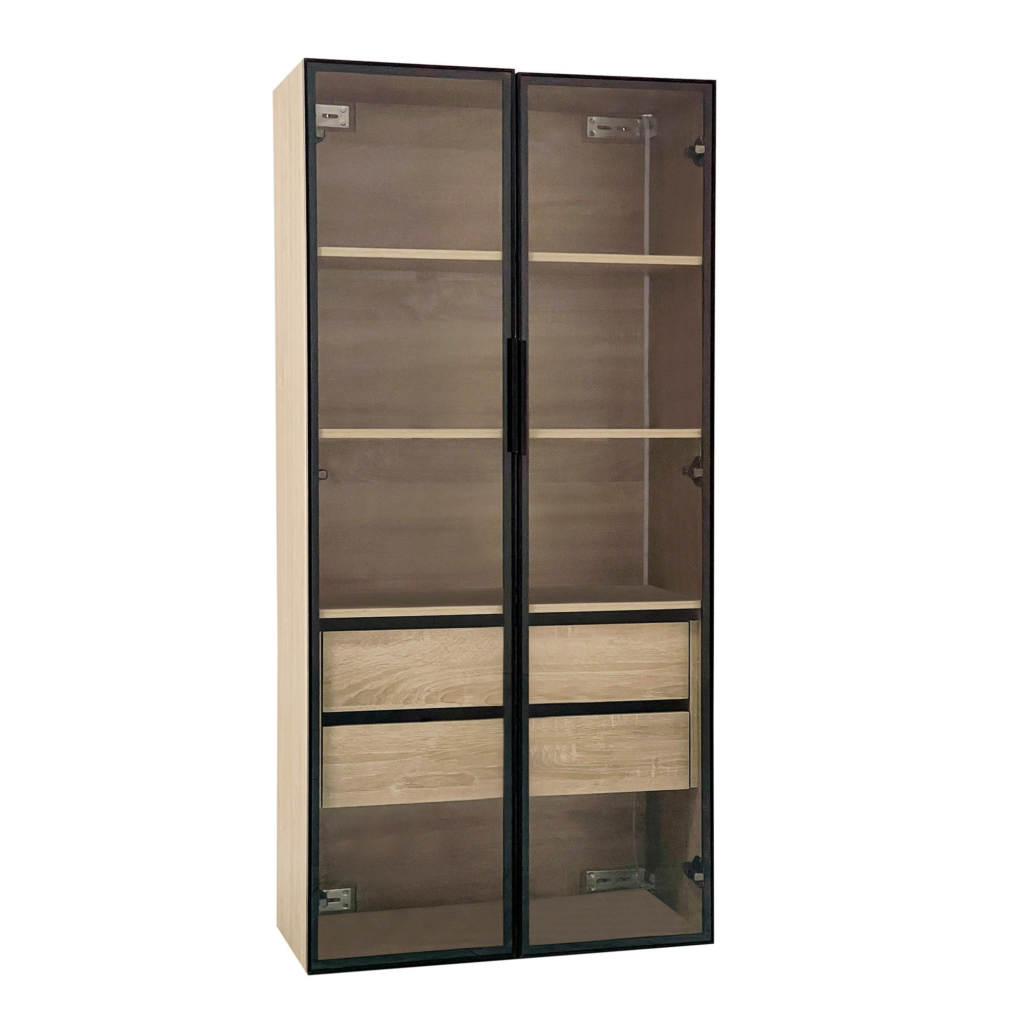 Modfu SADA koupelnových skříněk z MDF 73x36x155 cm přírodní s LED osvětlením, mléčným sklem a flexibilní montáží