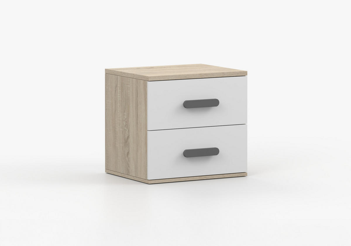 JUGENDZIMMER Elora in Eiche und Weiß – 6-teiliges Set – Grifffarbe Grau - Braun, Holzwerkstoff (80/200/120cm)