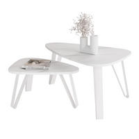 SATZTISCH NOA Stahlgestell, Freiform, Weiß / Bianco Marmor - Weiß, Holzwerkstoff (94/60/42cm) - Idohome