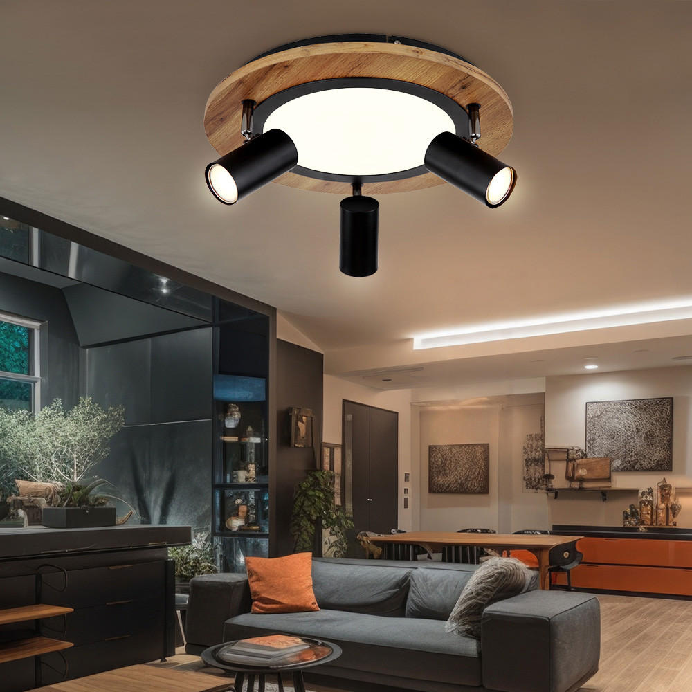 LED DECKENLEUCHTE Holz Braun - Braun, Metall (40/40/18cm) - Globo Lighting