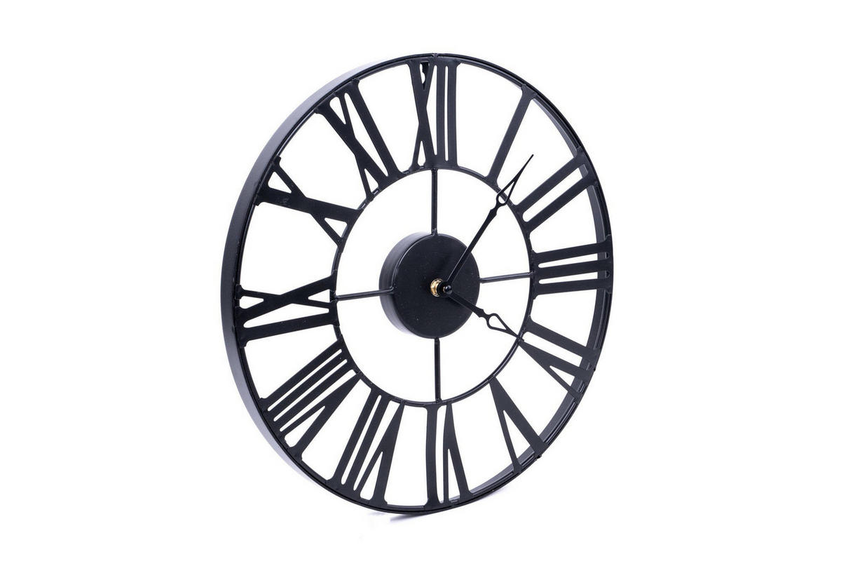 METALL-WANDUHR in schwarzer Farbe Vintage 4/36,5/36,5 cm - Schwarz, Metall (36.5/36.5/4cm) - Atmosphera Createur d´interieur