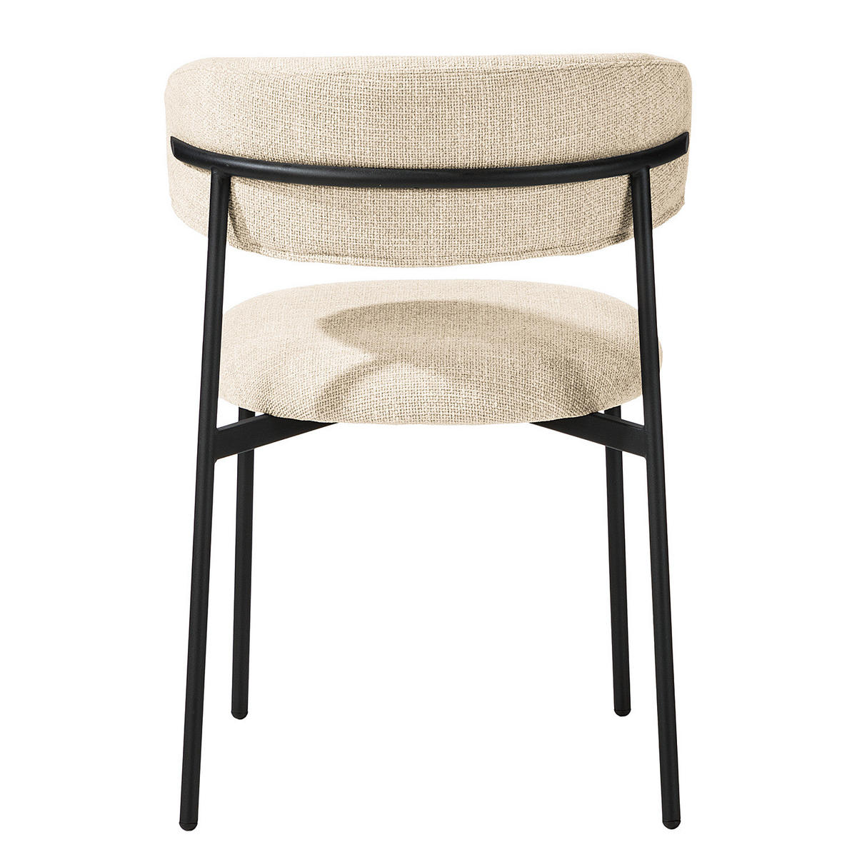 POLSTERSTUHL - Strukturstoff / Edelstahl, 2er-Set - Creme/Schwarz, Metall (58/80/54cm) - home24