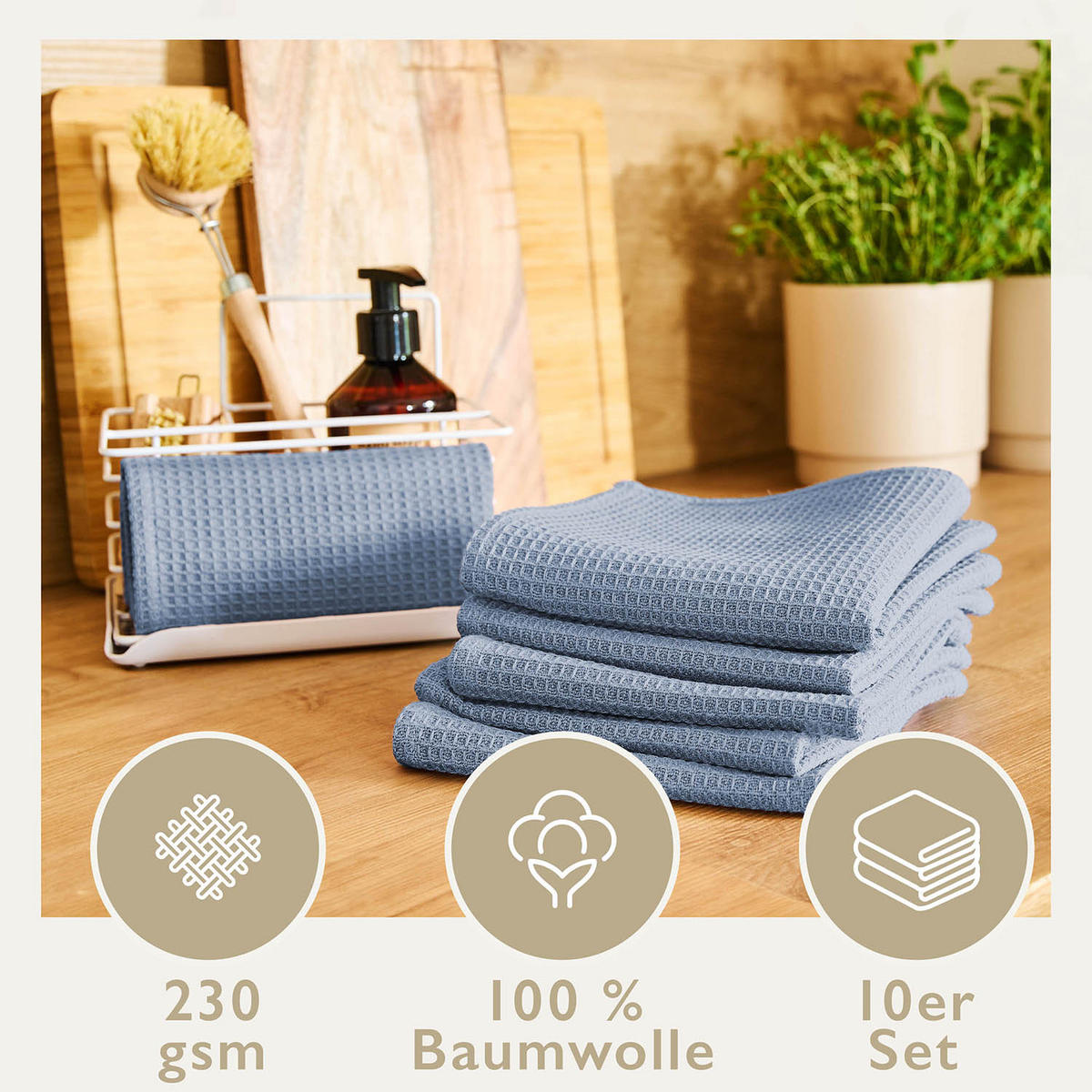 GESCHIRRTÜCHER Frigg 10er-Set, 30/30 cm, Blau - Blau, Textil (30/30cm) - Blumtal