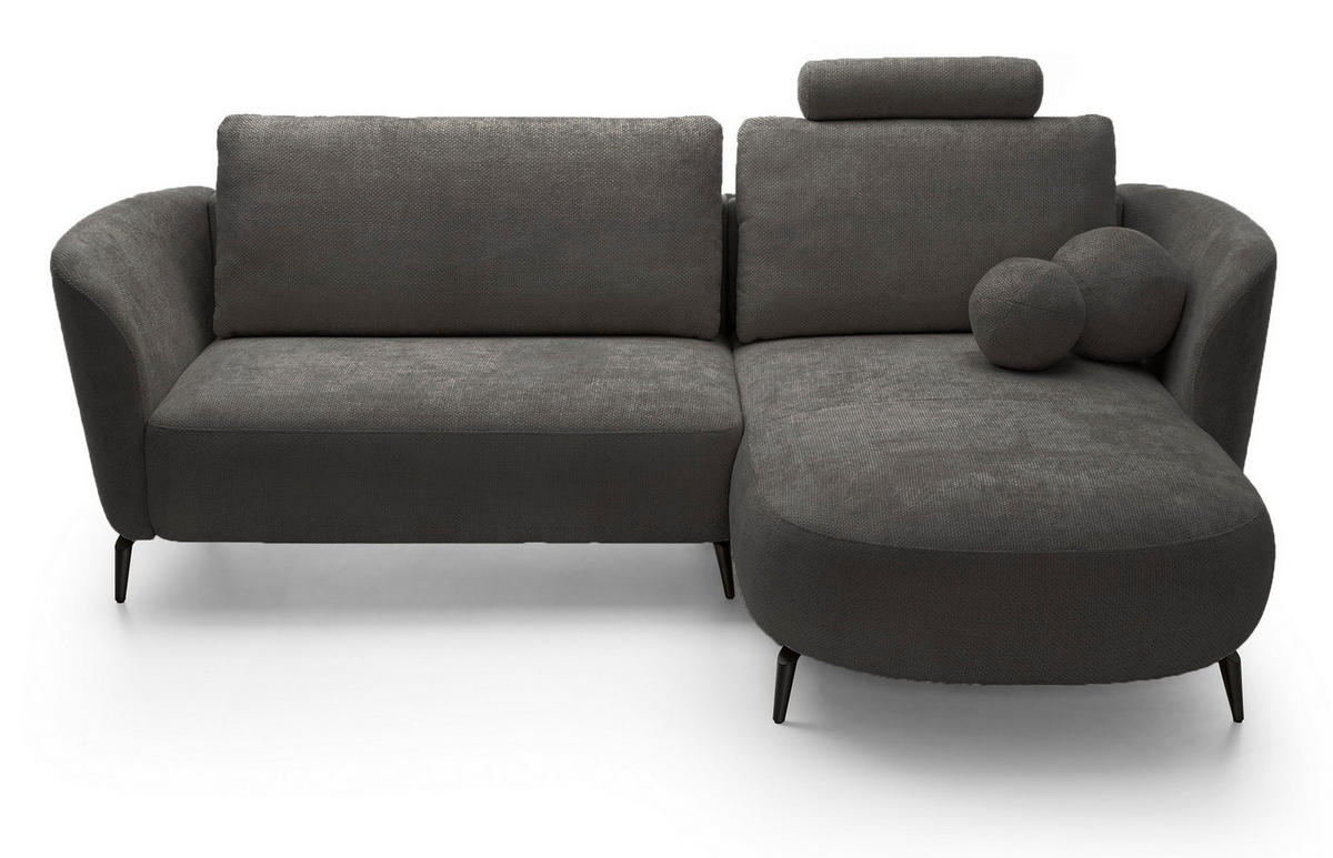 ECKSOFA auf Füßen Kendra 260 cm mit Schlaffunktion, Rechts, Dunkelgrau - Dunkelgrau, Holz (180/260cm) - Emporius