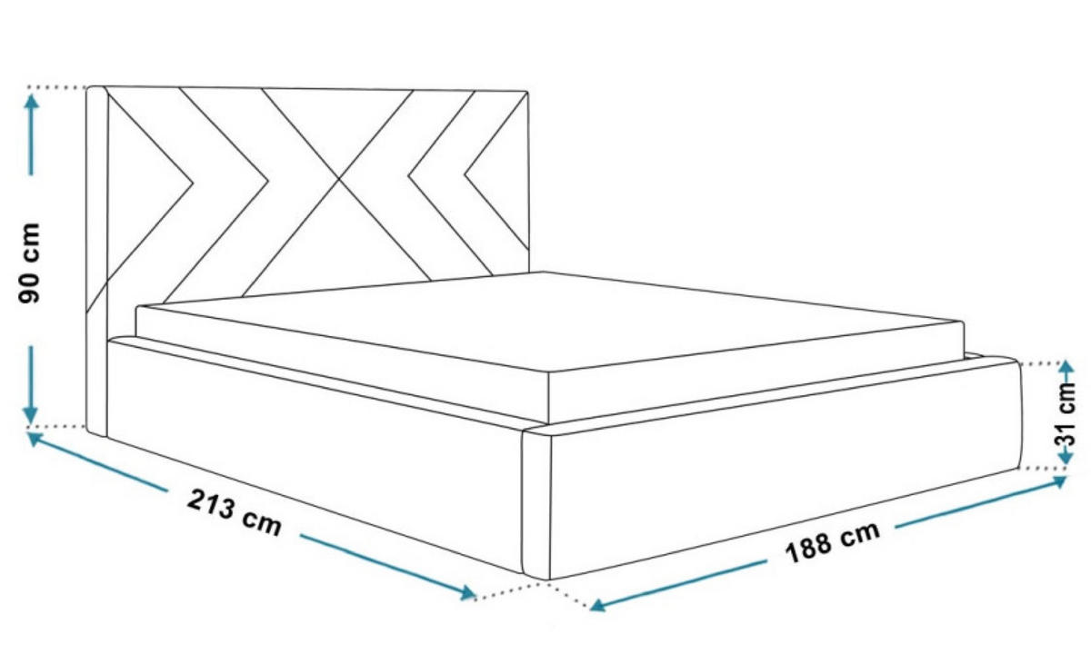 BETT Grau OLDO 1 Gepolstert Hydrophobes Gewebe 180x200 cm - Schwarz/Grau, Textil (180/200cm) - Sepro Meble