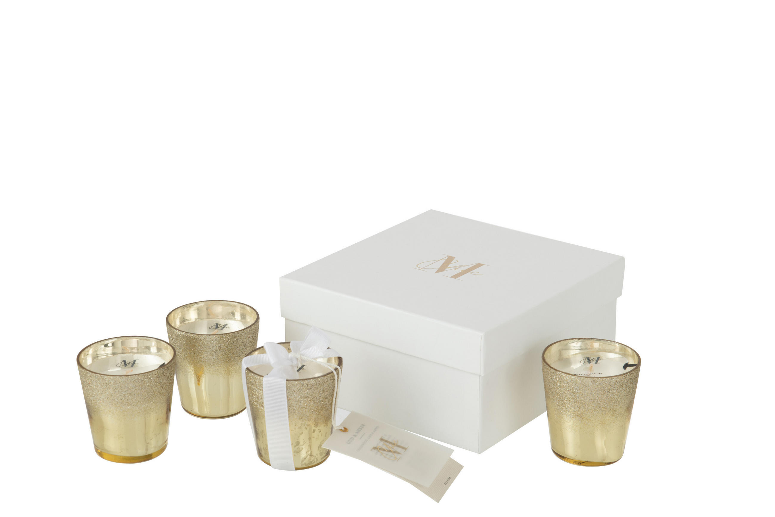 DUFTKERZE M-CHIC - Glas - Champagner - 21 Std. - 4er set - Champagner, Glas (6.5/7.5cm) - J-Line