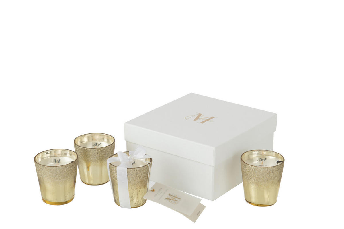 DUFTKERZE M-CHIC - Glas - Champagner - 21 Std. - 4er set - Champagner, Glas (6.5/7.5cm) - J-Line