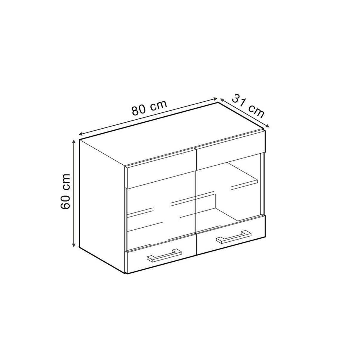 KÜCHENGLASSCHRANK R-Line Goldkraft Eiche 80 cm - Honigeiche/Eiche Wotan, Holzwerkstoff (80/60/31cm) - Vicco