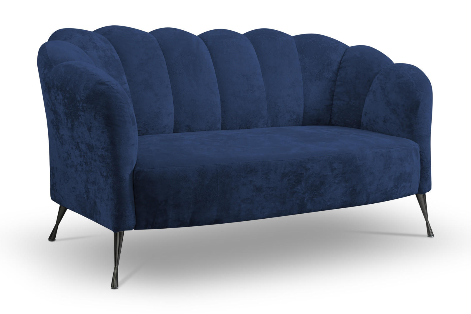 SOFA Adria 2-Sitzer 155x78x83 mit Metallfüßen - Schwarz/Dunkelblau, Holz/Textil (155/78/83cm) - Ravio