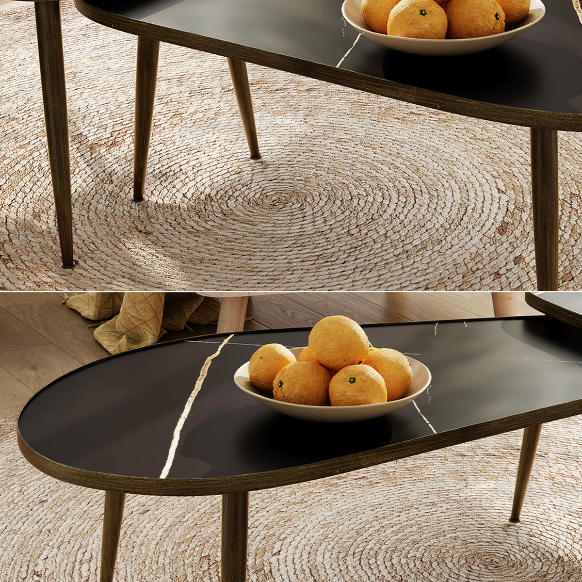 COUCHTISCH-SET Manitoba Schwarz 105 x 64,5 cm 2 Teile - Schwarz, Holzwerkstoff (64.5/105/35cm) - Vicco