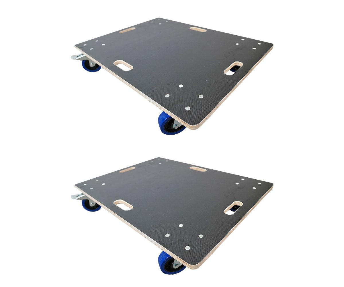 TRANSPORTROLLER mit 4 Rollen 2 Stück 16x80x60cm Traglast 800kg Siebdruck Holzplatte Schwarz - Schwarz, Metall (60/80/16cm) - PROREGAL