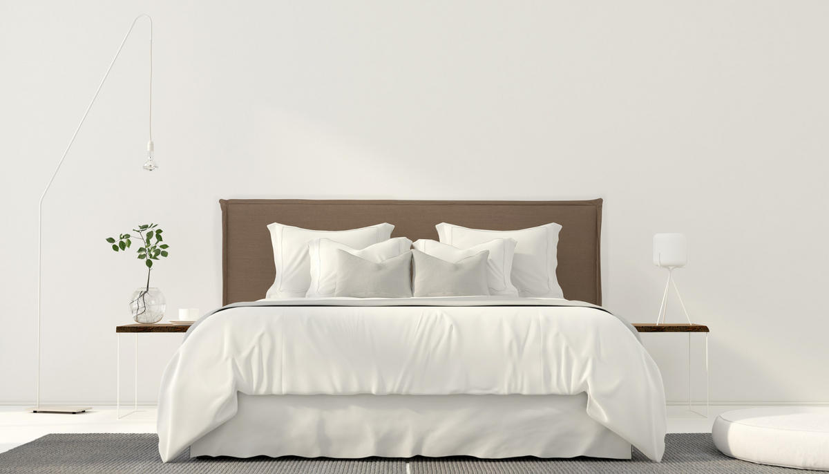 KOPFTEIL Gepolstertes aus 100% Leinenstoff Braun 160/100/8 cm EDMOND - Braun, Textil (160/100/8cm) - RNT By Really Nice Things