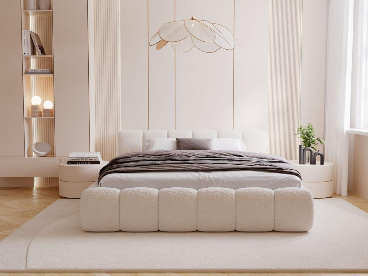 POLSTERBETT Cloud Low 180x200 Bouclé-Stoff Beige - Beige, Textil (180/200cm) - Graingold