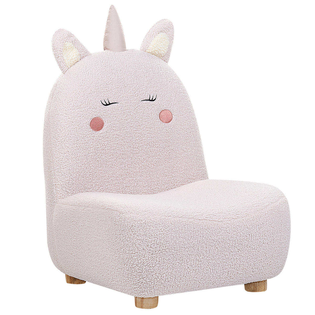 KINDERSESSEL Teddy-Optik pastellrosa Tierform Einhorn Lulea - Hellbraun/Pink, Kunststoff/Textil (50/75/54cm) - Beliani
