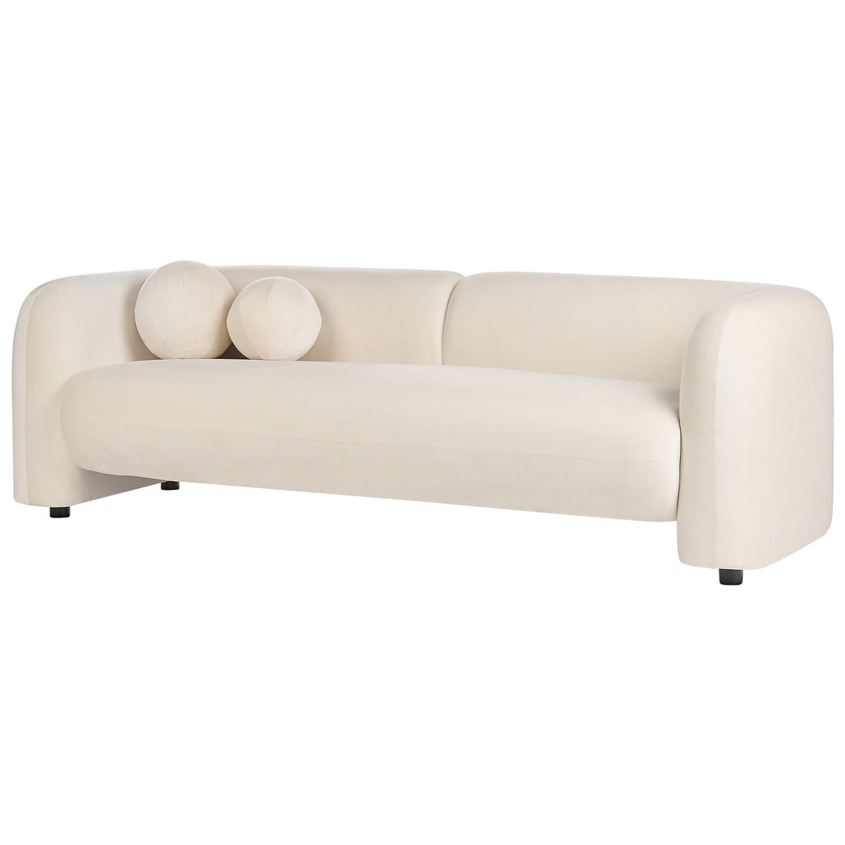 3-SITZER-SOFA Samtstoff cremeweiß Leiren - Weiß, Textil (224/73/83cm) - Beliani