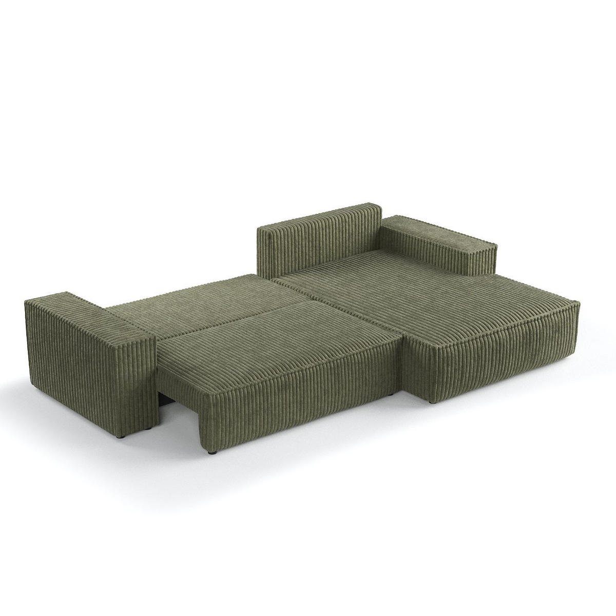ECKSOFA Maze Grün Plüsch - Rechts Seite - Schwarz/Grün, Holz/Holzwerkstoff (294/185cm) - Maison de Reve