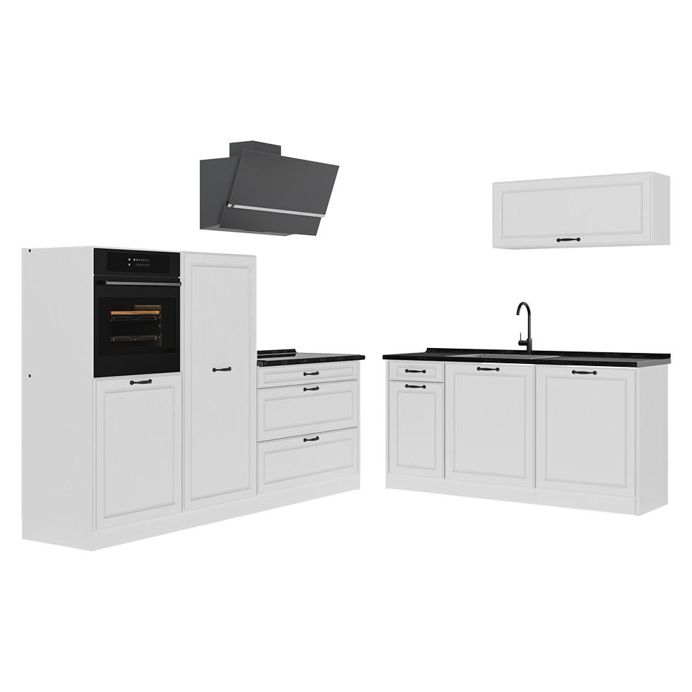 KUCHYNKA R-Line, Biely vidiecky dom/biely, 220 cm antrasiitti työtaso - biela, kompozitné drevo (220/143/60cm) - Vicco