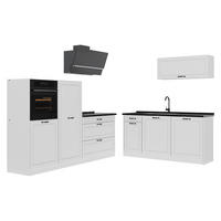 KUCHYNKA R-Line, Biely vidiecky dom/biely, 220 cm antrasiitti työtaso - biela, kompozitné drevo (220/143/60cm) - Vicco