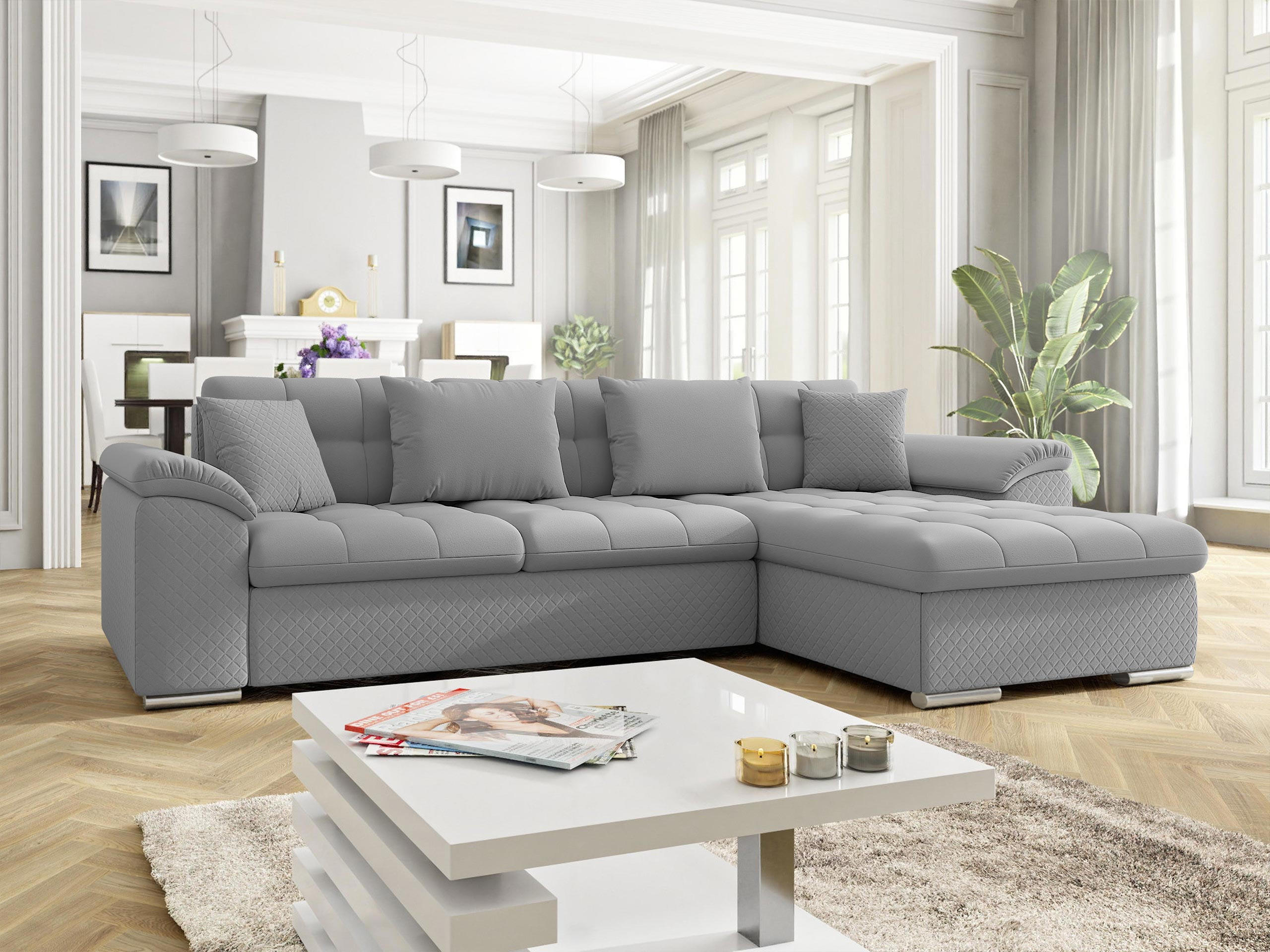 ECKSOFA Diana Premium, Seite: Rechts - Grau, Holz/Textil (280/160cm) - MIRJAN24