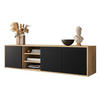 TV-ELEMENT SANAYI Hängend mit Regalen Eiche Artisan/Schwarz - Schwarz, Holzwerkstoff (156/41/38cm) - Lookway