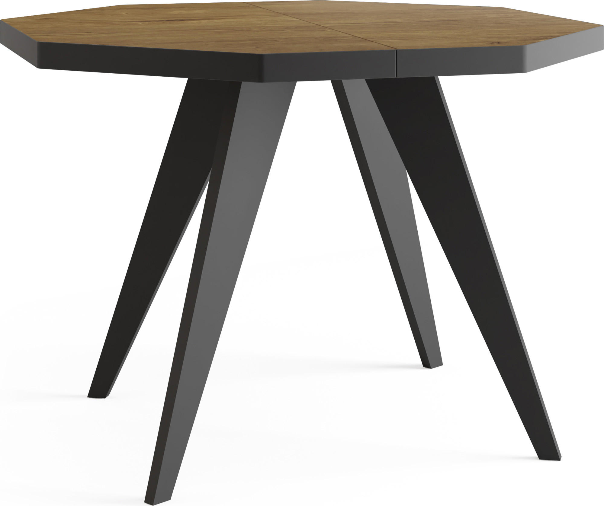 ESSTISCH Diamond Black achteckiger ausziehbarer, Lefkas Eiche 100-150/100/76 cm - Alteiche/Schwarz, Holz/Holzwerkstoff (100/100/77cm) - WFL GROUP