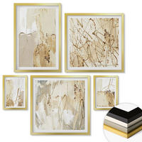 WANDBILDER 5er Set - 50x50 cm & 20x30 cm & 40x60 cm Goldrahmen - Retro-Blumenmuster aus verschiedenen Städten - Goldfarben, Kunststoff (40/60cm) - ArtPrintCave