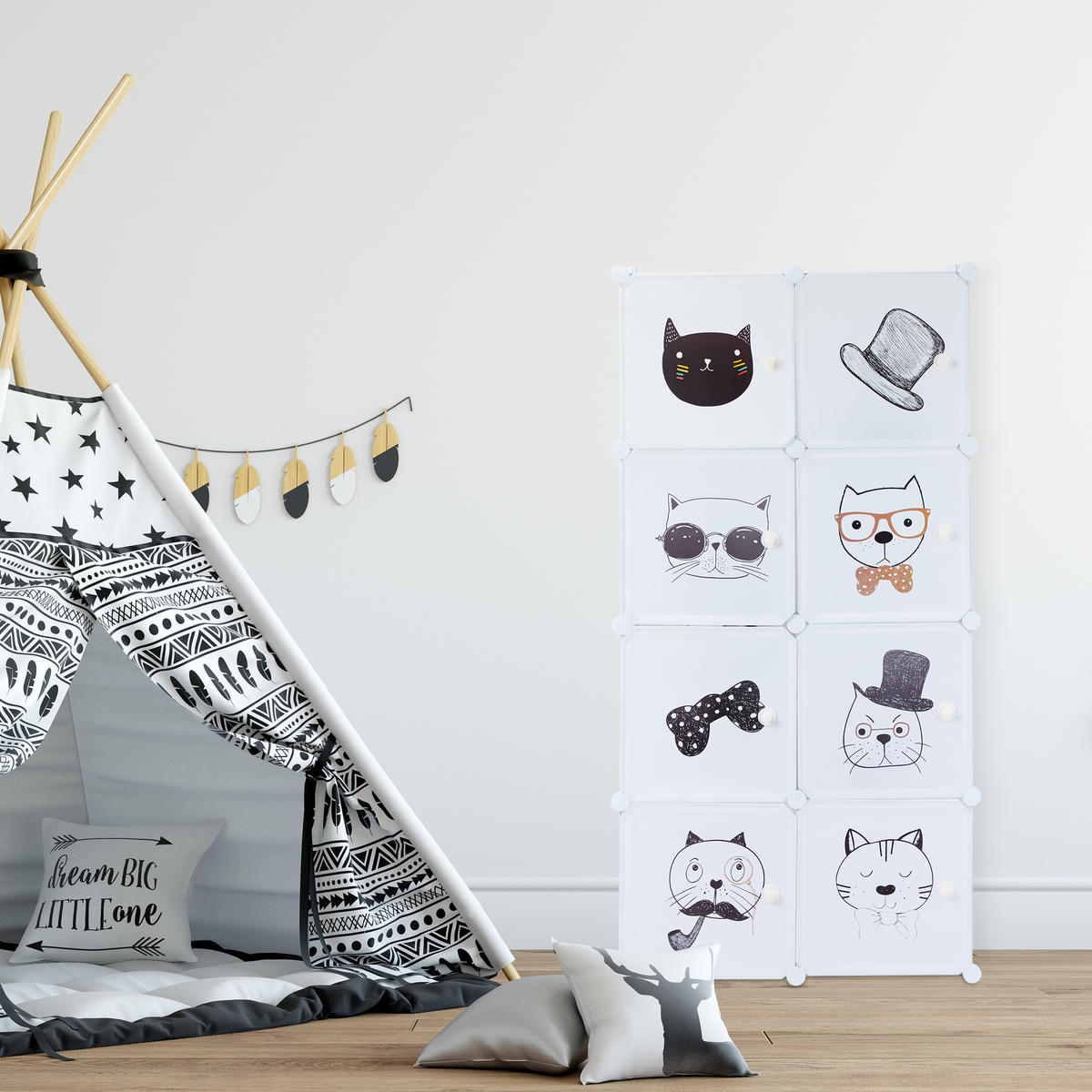 STECKREGAL Kinderzimmer - Weiß, Kunststoff (74/145/36.5cm) - Relaxdays