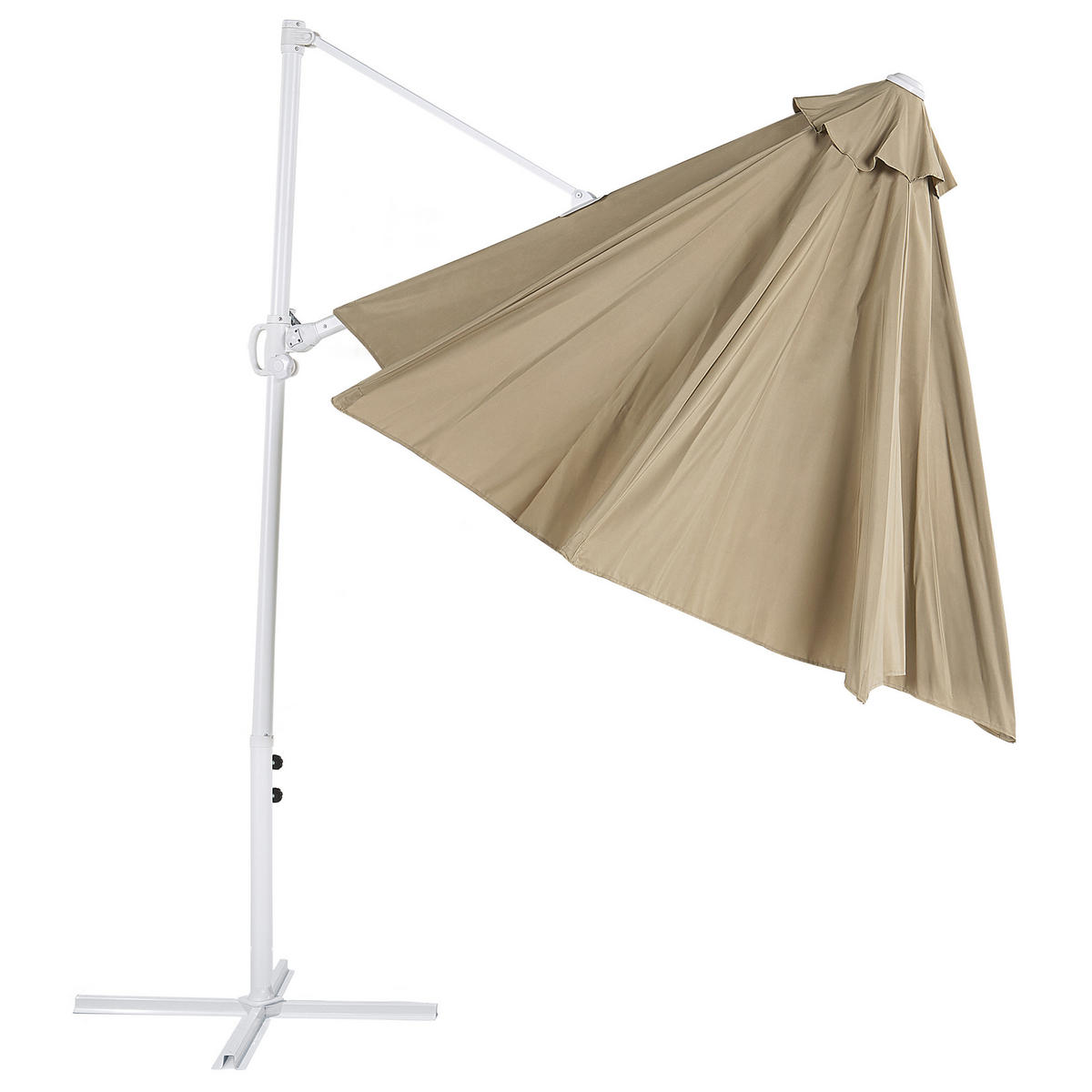 AMPELSCHIRM taupe/weiß 295 cm Savona II - Beige/Weiß, Textil (295/295cm) - Beliani