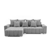 ECKSOFA PIANO L Links mit Schlaffunktion 137x234 Cord Grau - Silberfarben/Grau, Holz/Textil (278/178cm) - Muffo