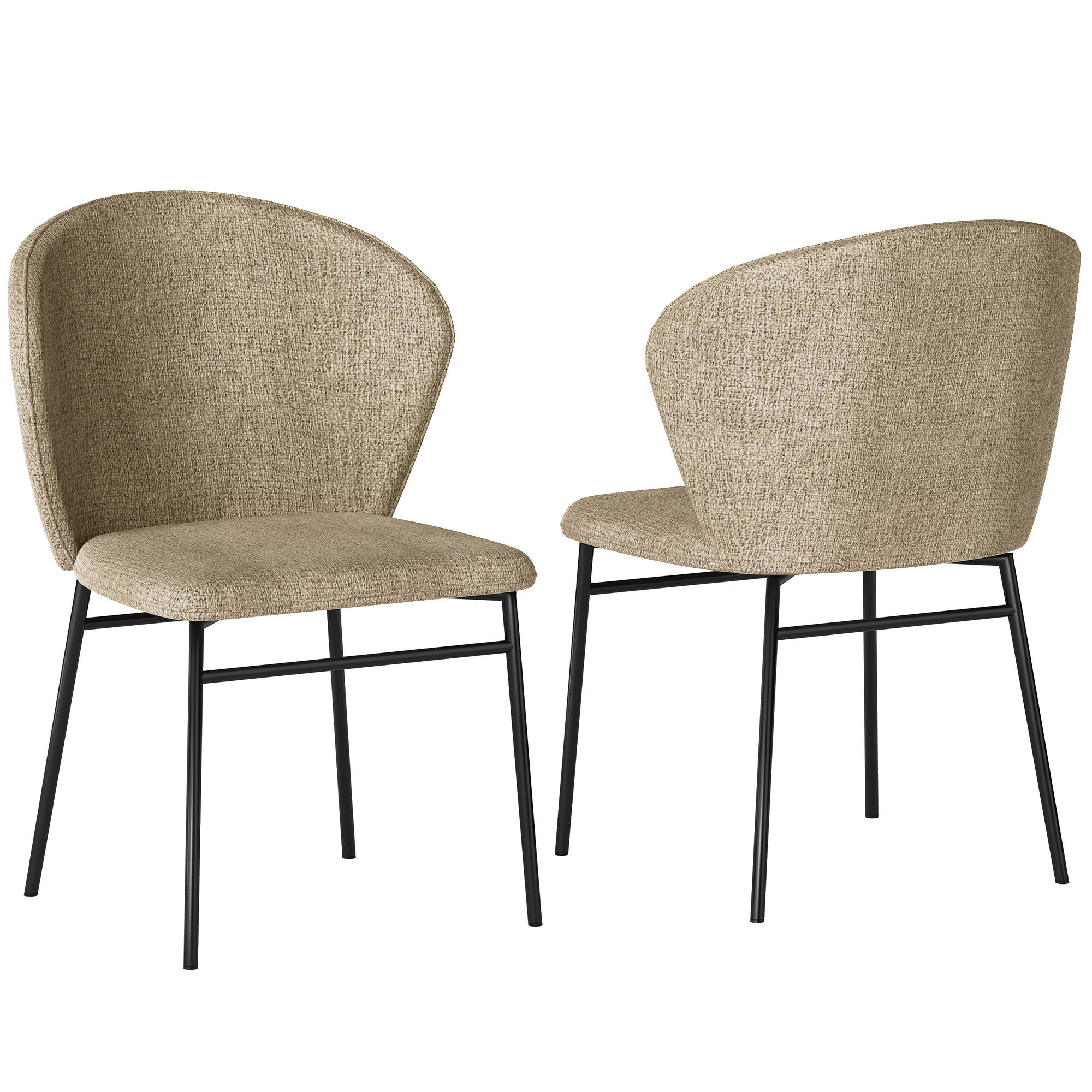 ESSZIMMERSTÜHLE 2er-Set DE-13203 Leinenoptik Hellbraun - Braun, Metall (55/80/52cm) - ComfortXL