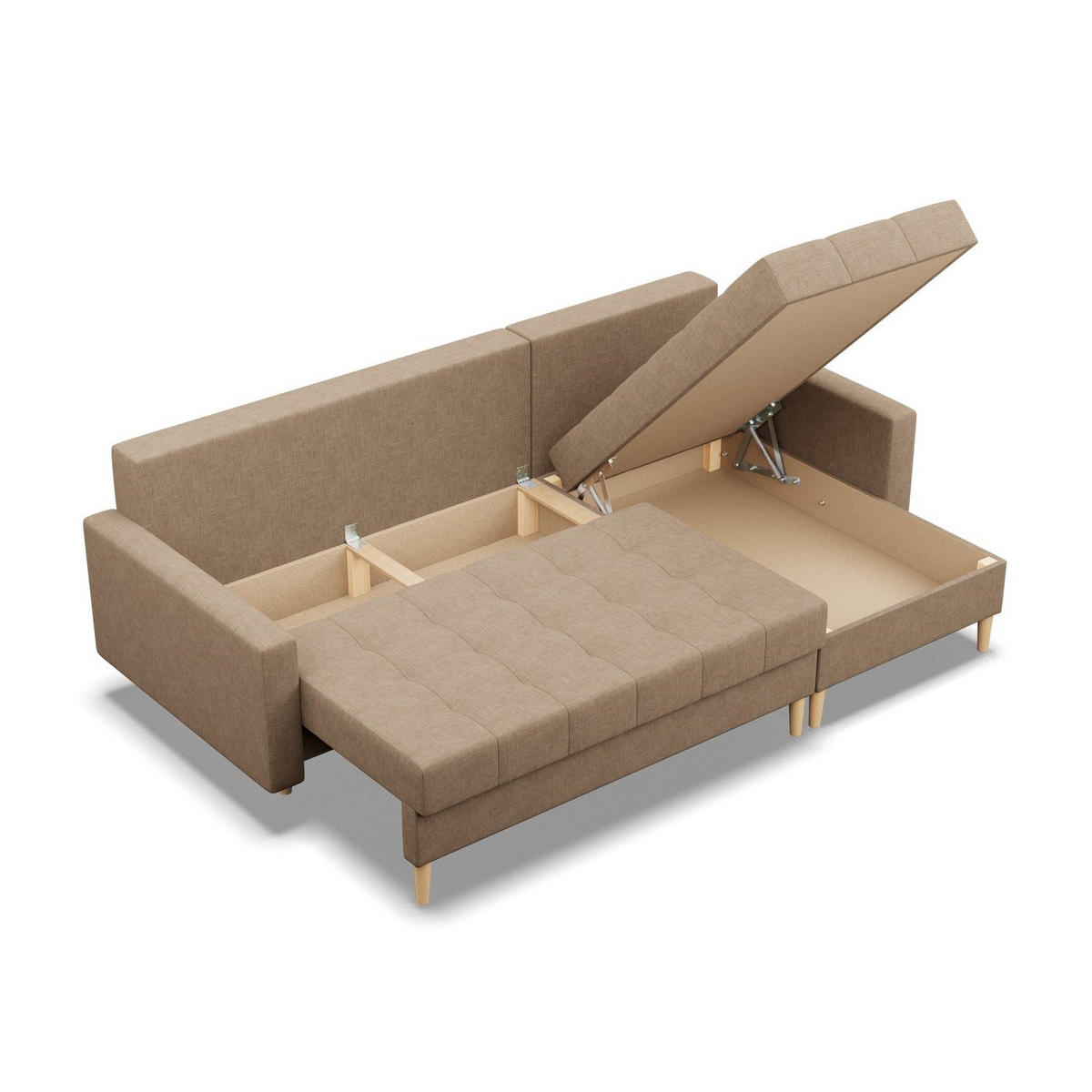 ECKSOFA MIT SCHLAFFUNKTION ELMA, Braun - Braun, Textil (223/140cm)