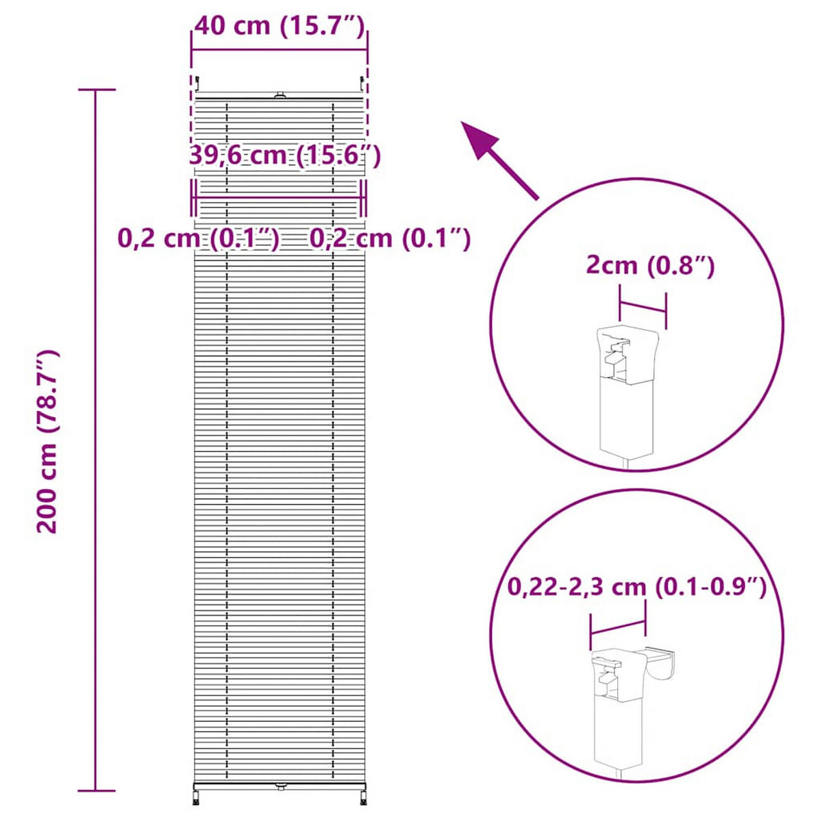PLISSEE 40/200 cm aus Crepe Stoff Weiß - Weiß, Textil (40/200cm) - vidaXL