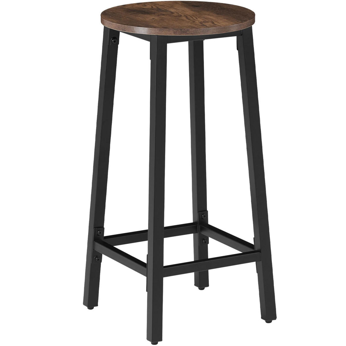 BARHOCKER 4er Set Poole, Sitzhöhe 74 cm, Industrial Holz dunkel, rustikal - Rostfarben, Holz/Textil (32/66/32cm) - tectake