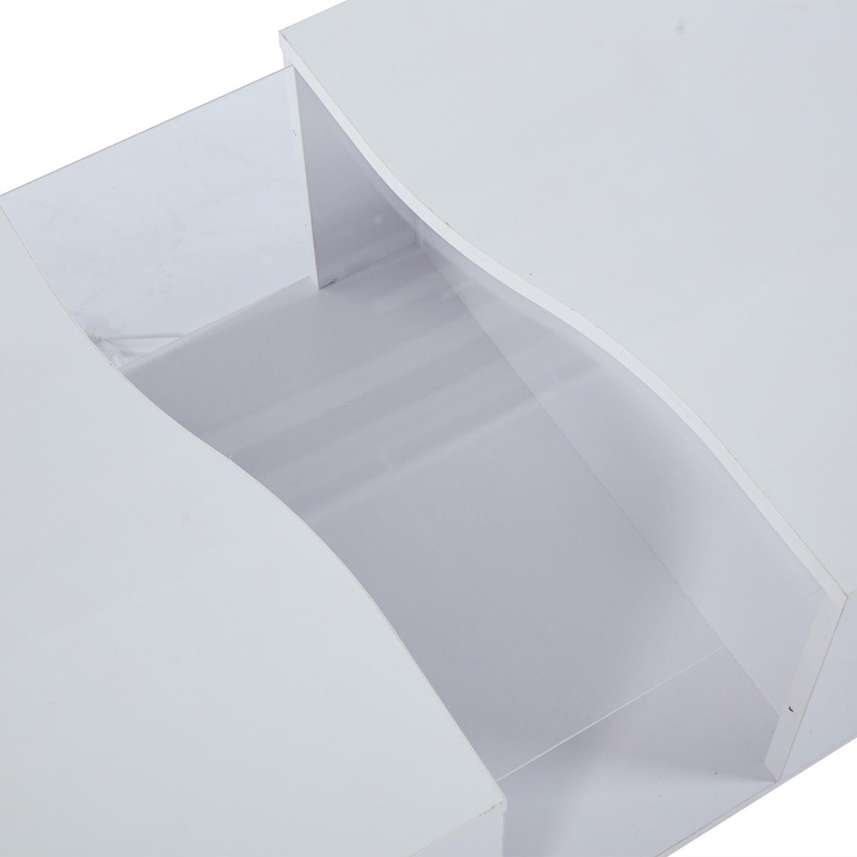 COUCHTISCH aus MDF 100x50x35 cm in Weiß mit LED-Beleuchtung & 2 Schubladen - Weiß, Holzwerkstoff (100/50/35cm) - Modfu