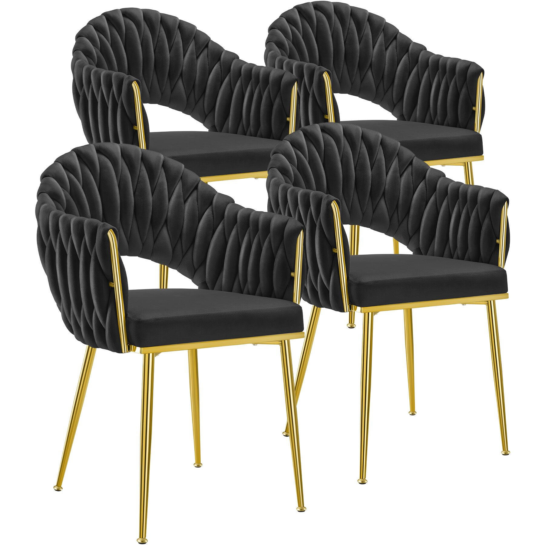 tectake Esszimmerstuhl Schwarz, Gold 55x84x57 cm