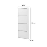 SCHUHSCHRANK schmal Metall mit Magnet 4 Klappen Weiß - Weiß, Metall (50/137/15cm) - Gowoll
