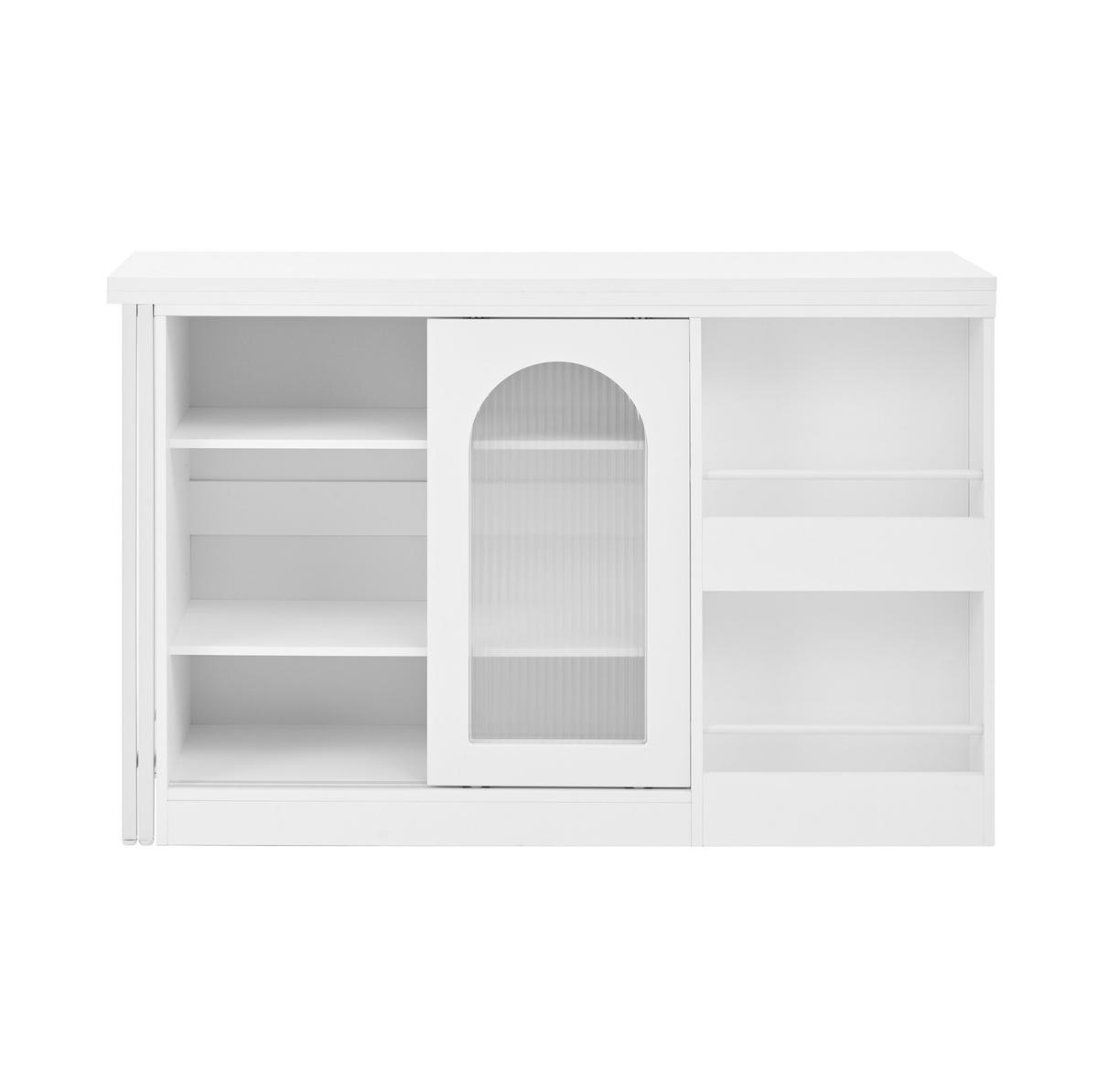 BAROVÝ stůl 121,5/40/76,7 cm s otočnou deskou 360° a úložným prostorem, Bílá - bílá, kompozitní dřevo (121.5/40/76.7cm) - Redom