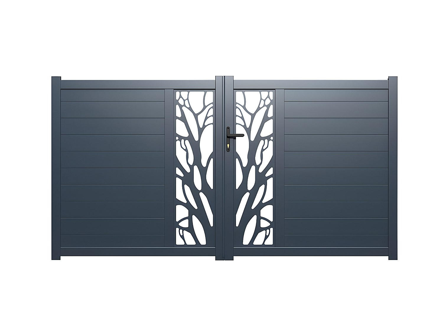 FLÜGELTOR - 301cm x 4.5cm - Aluminium - anthrazitgrau - LABRIT II - Anthrazit, Metall (301/178.5cm) - Vente-Unique