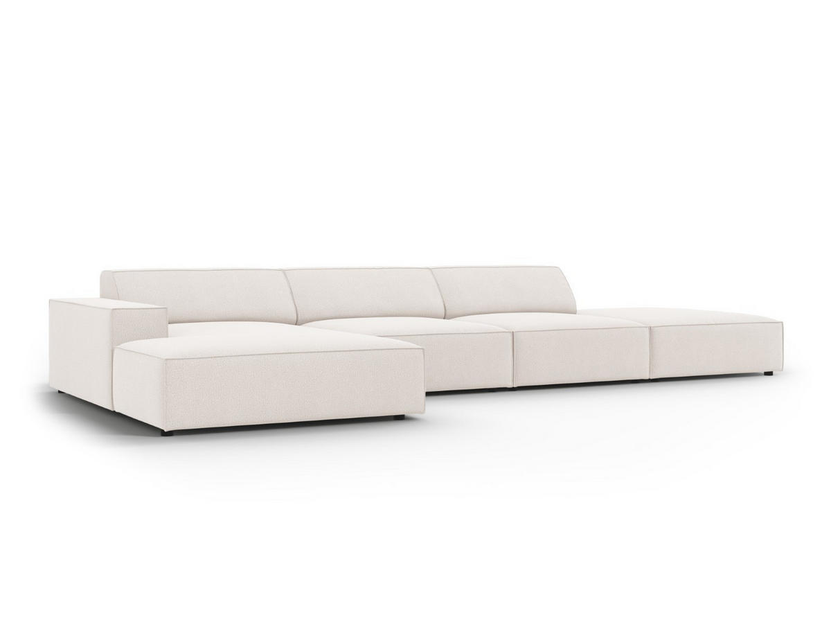 ECKSOFA links Jodie aus strukturiertem Stoff leichtes beige 5 Sitzplätze - Beige, Textil (166/341cm) - Micadoni