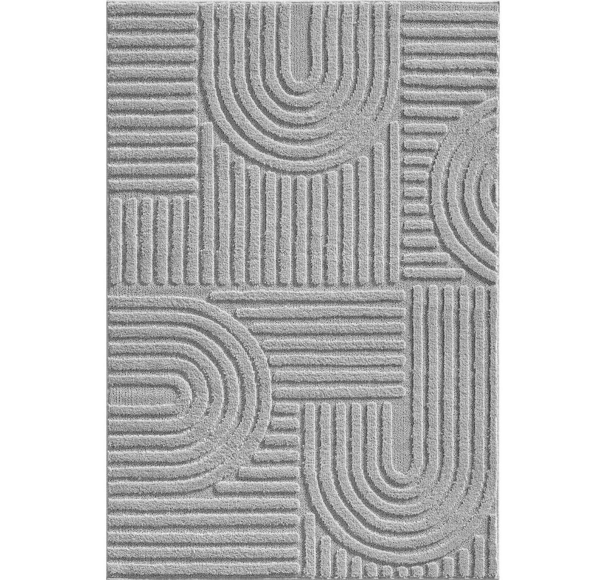 TEPPICH Hochflor Skandi-Boho Muster Polypropylen Wohnzimmer Silber Läufer 80x150 - Silberfarben, Textil (80/150cm) - KADIMA DESIGN