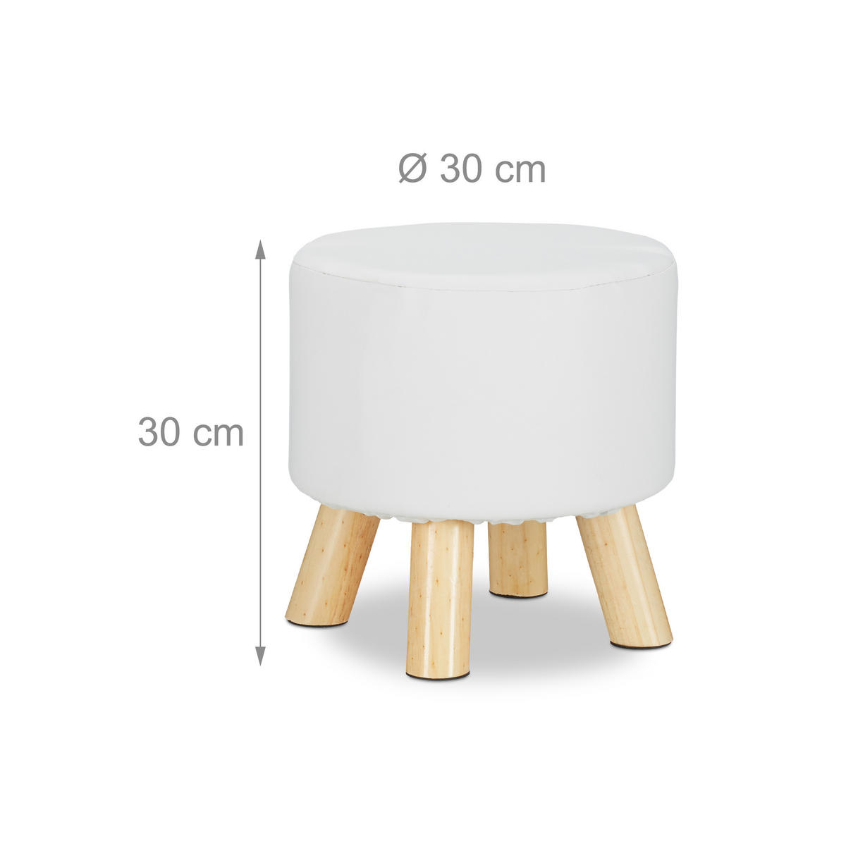 HOCKER - Weiß, Holz/Holzwerkstoff (30/30/30cm) - Relaxdays