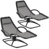 GARTENLIEGE 2er Set Toulon, ergonomisch, Schwingfunktion, 77 x 170 x 83 cm, grau - Grau, Textil (77/83/170cm) - tectake