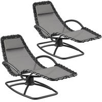 GARTENLIEGE 2er Set Toulon, ergonomisch, Schwingfunktion, 77 x 170 x 83 cm, grau - Grau, Textil (77/83/170cm) - tectake